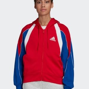 Adidas Colorblock Full-Zip Hoody Scarlet/Blue S